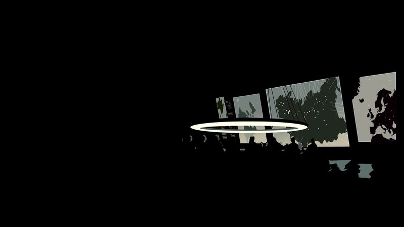 silhouette meeting with maps