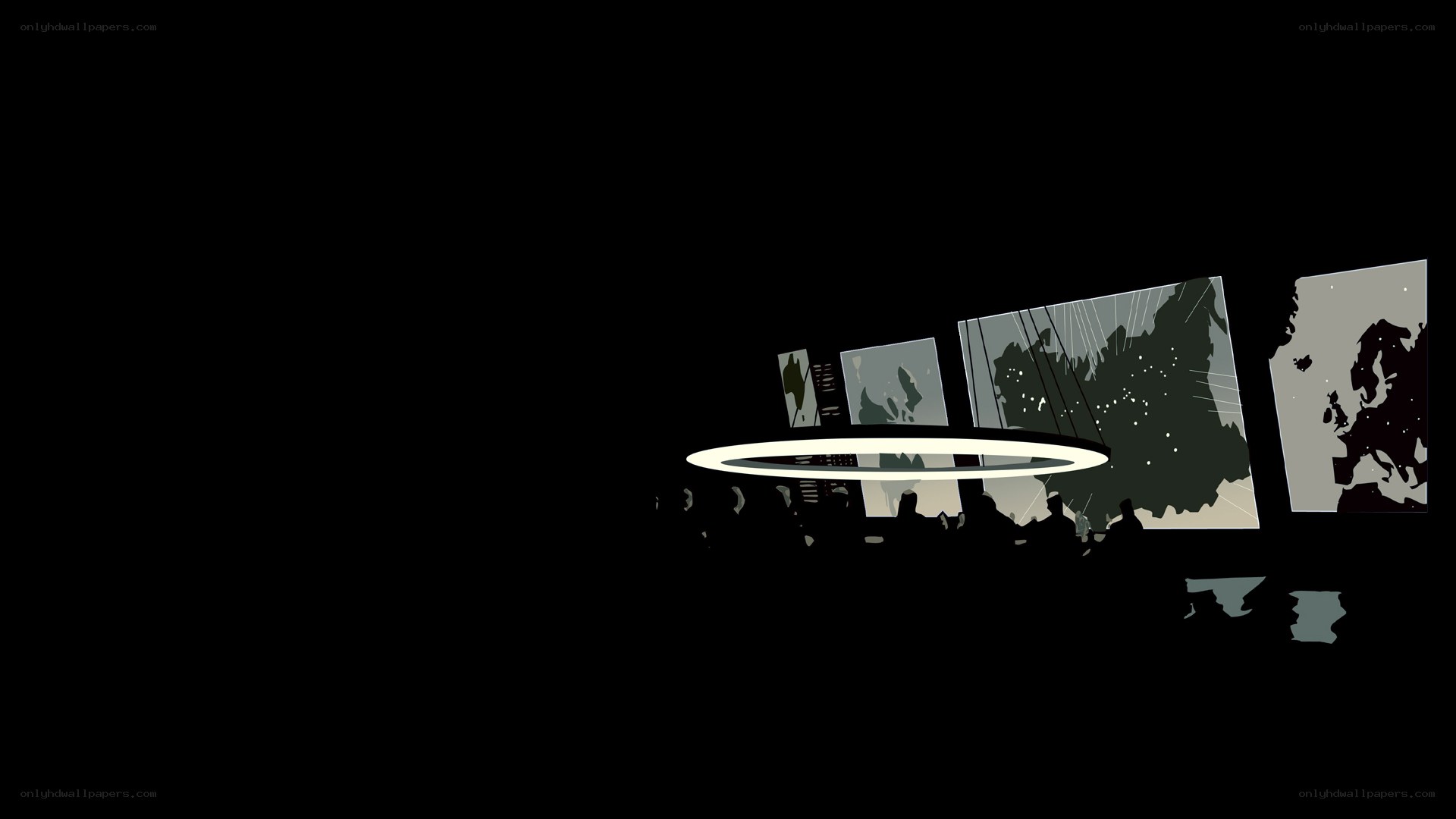 silhouette meeting with maps