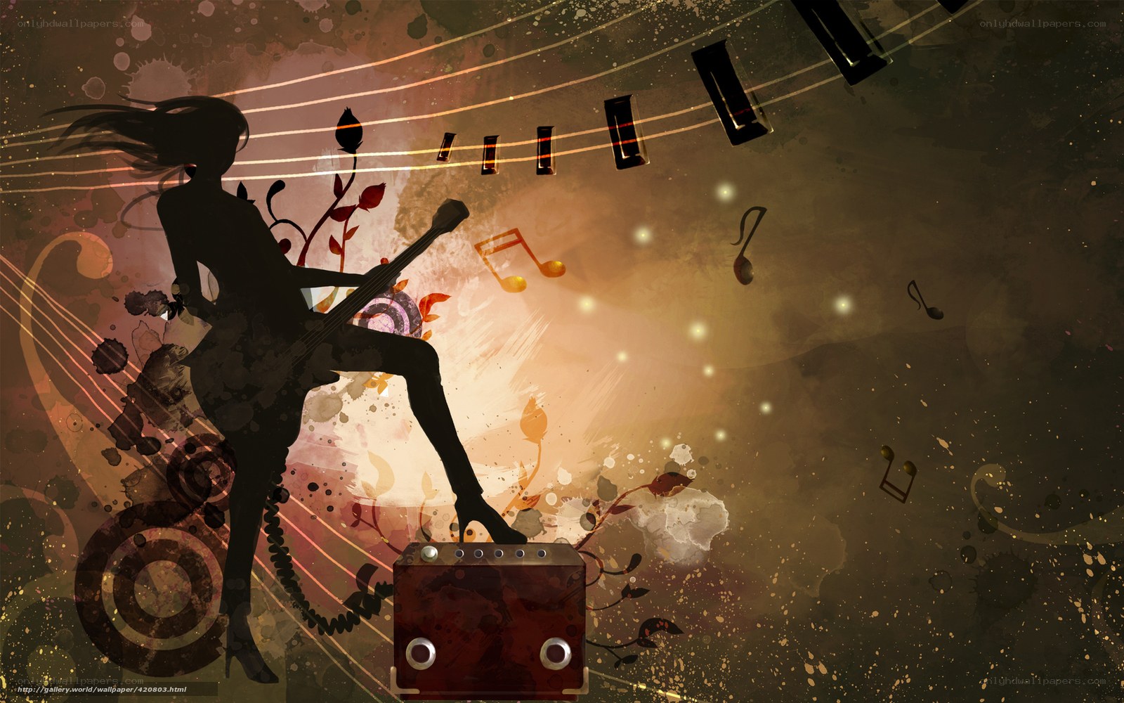 Silhouette musician with guitar