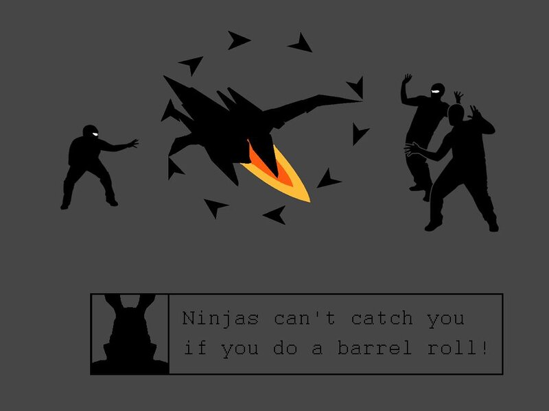 Silhouette Ninjas Fighting — Black