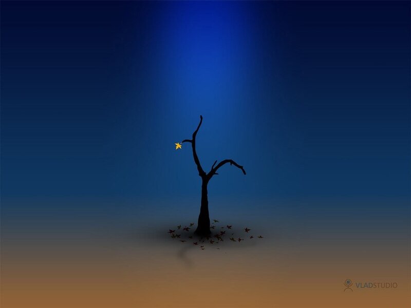 Silhouette of a Bare Tree — Blue