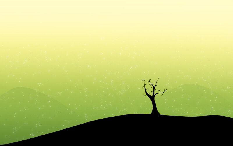 Silhouette of a Bare Tree — Green, Serene