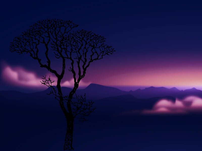 Silhouette of a Bare Tree — Purple, Serene