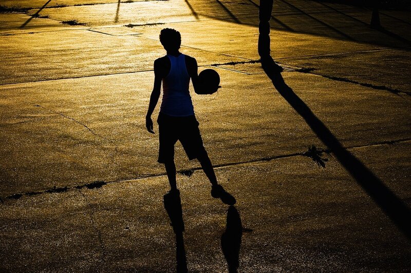 Silhouette of a basketball player