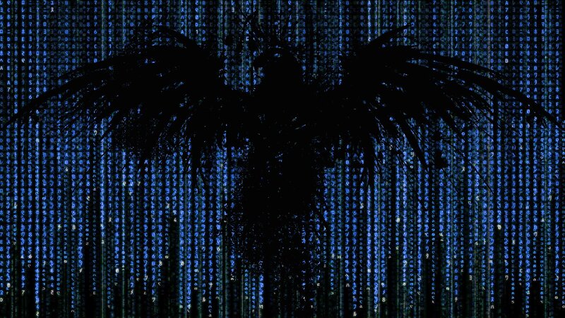 Silhouette of a Bird — Blue, Dramatic, Digital Art, Digital Rain