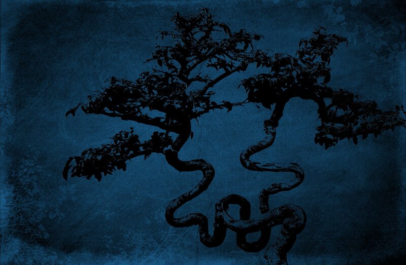Silhouette of a Bonsai Tree — Blue
