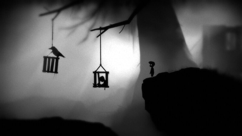 Silhouette of a boy and birds