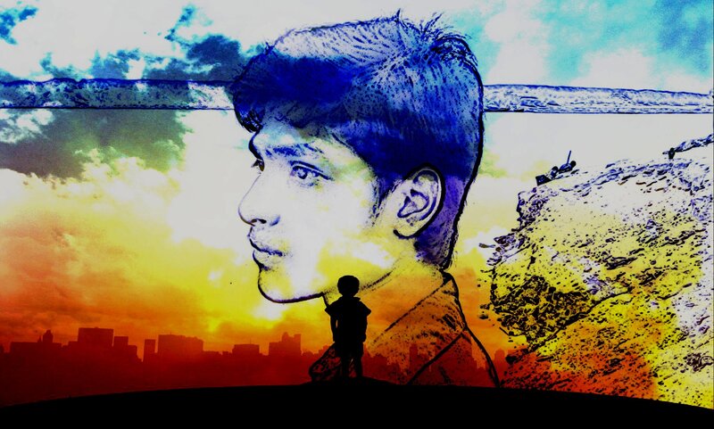 Silhouette of a Boy — Blue