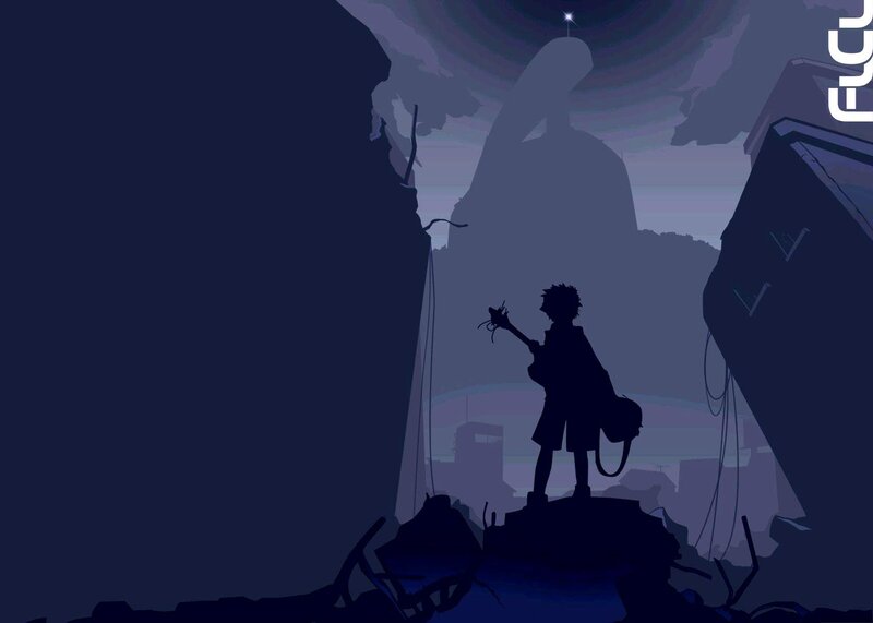 Silhouette of a boy in ruins
