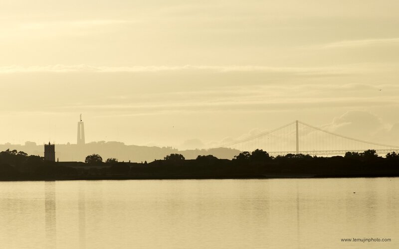 Silhouette of a bridge at dawn