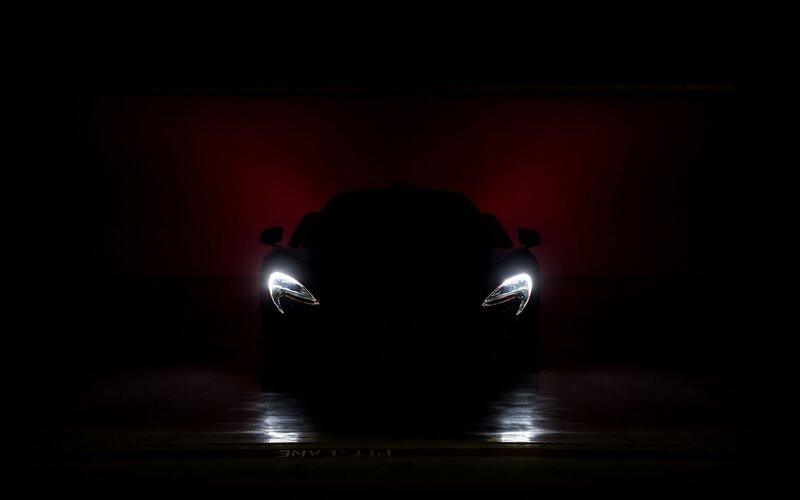 Silhouette of a Car — Black, Dramatic, Night, Photograph, Headlights, Red Light