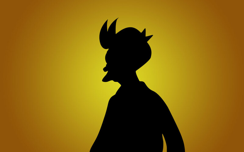 silhouette of a cartoon character