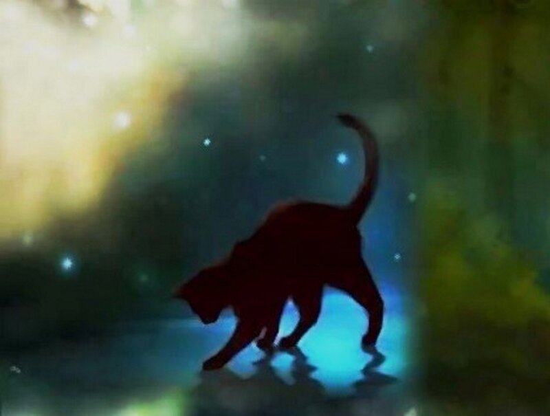 Silhouette of a Cat — Blue, Mystical