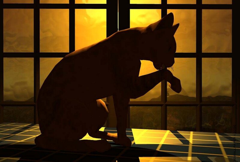 Silhouette of a Cat — Yellow, Dramatic