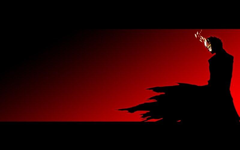 Silhouette of a Character — Black, Dramatic, Anime, Red Background