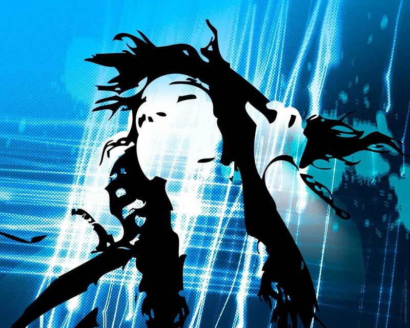 silhouette of a character in blue