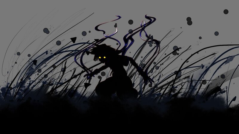 silhouette of a character in motion