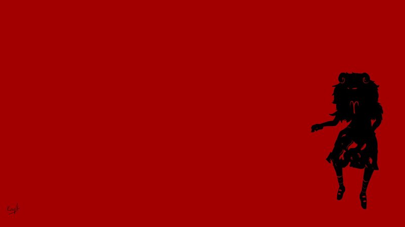 silhouette of a character on red