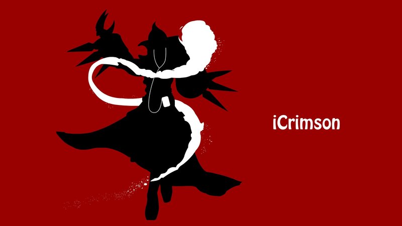 Silhouette of a Character — Red, Dramatic, Digital Art, Spear
