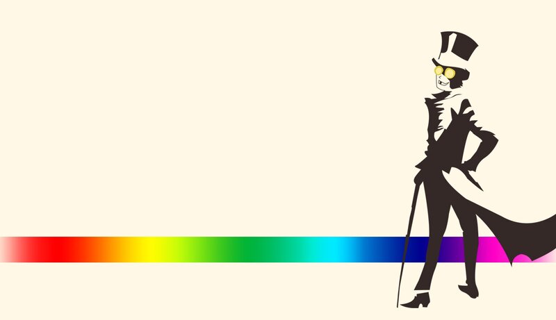 silhouette of a character with rainbow stripe