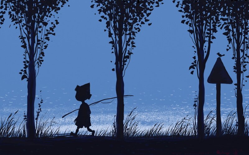 Silhouette of a child walking