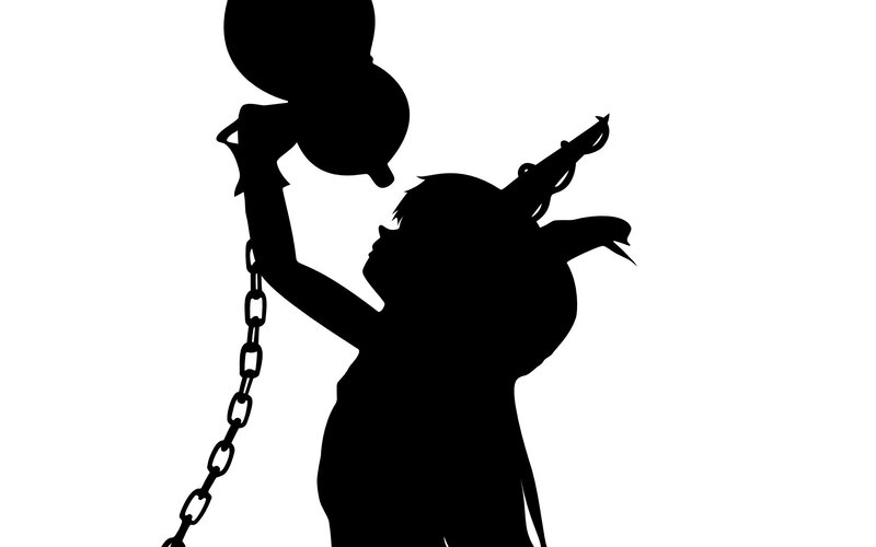 silhouette of a child with a weapon