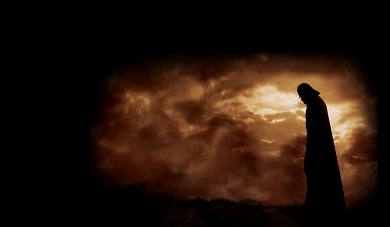 Silhouette of a Cloaked Figure — Black, Dramatic