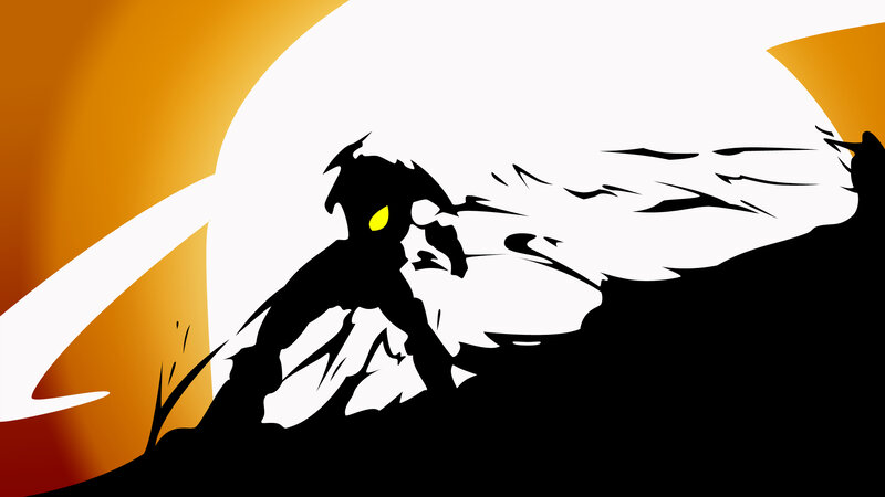 silhouette of a creature at dawn