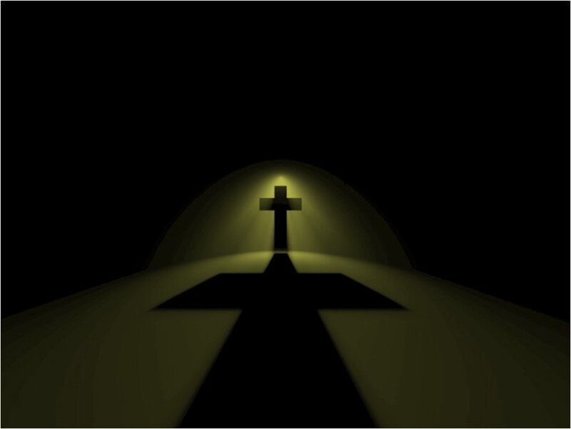 Silhouette of a Cross — Black, Dramatic, Night, Digital Art, Light