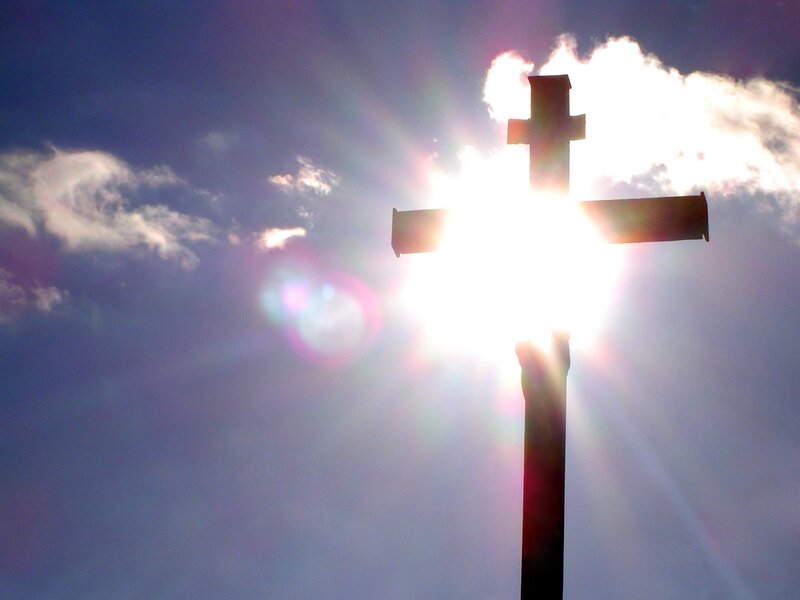 Silhouette of a Cross — Blue, Dramatic, Sunrise