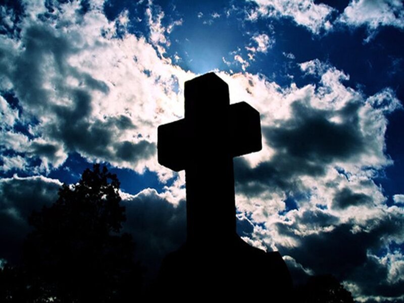 Silhouette of a Cross — Blue, Dramatic