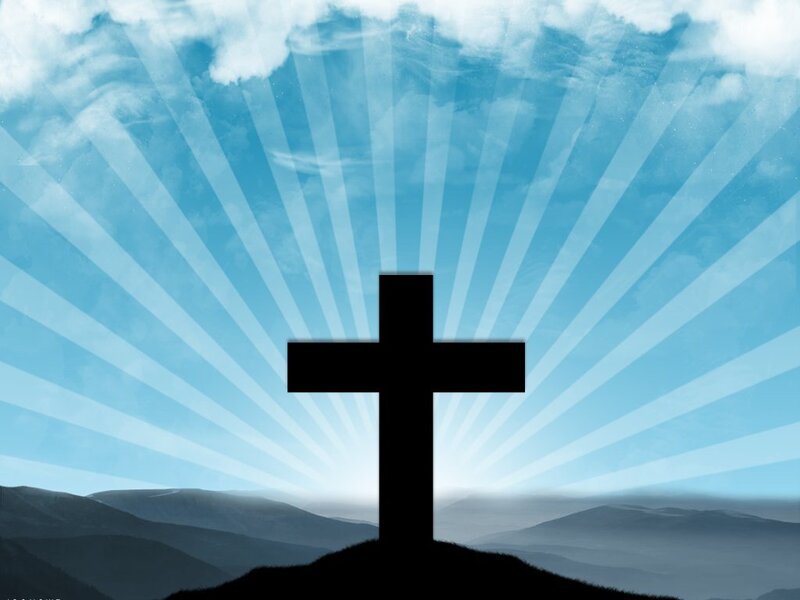 Silhouette of a Cross — Blue, Serene