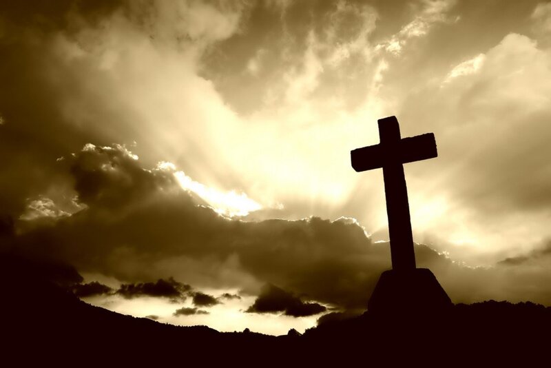 Silhouette of a Cross — Brown, Dramatic, Sunset