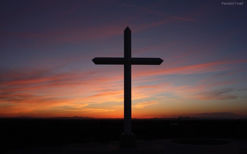Silhouette of a Cross — Orange, Dramatic, Sunset