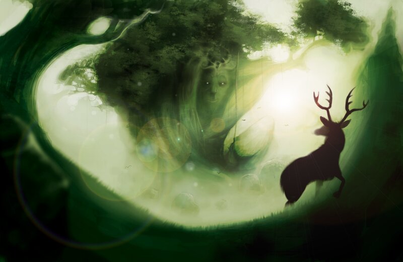 Silhouette of a Deer — Green
