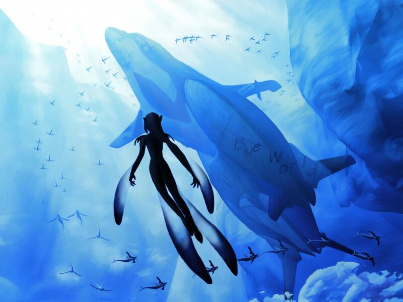 Silhouette of a Diver — Blue