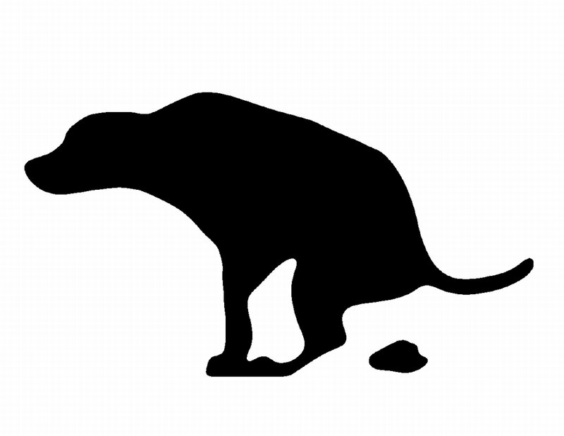 silhouette of a dog defecating