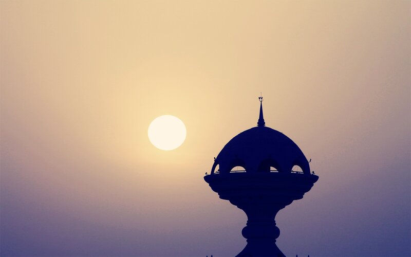 Silhouette of a dome at sunset