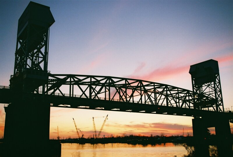 Silhouette of a Drawbridge — Blue