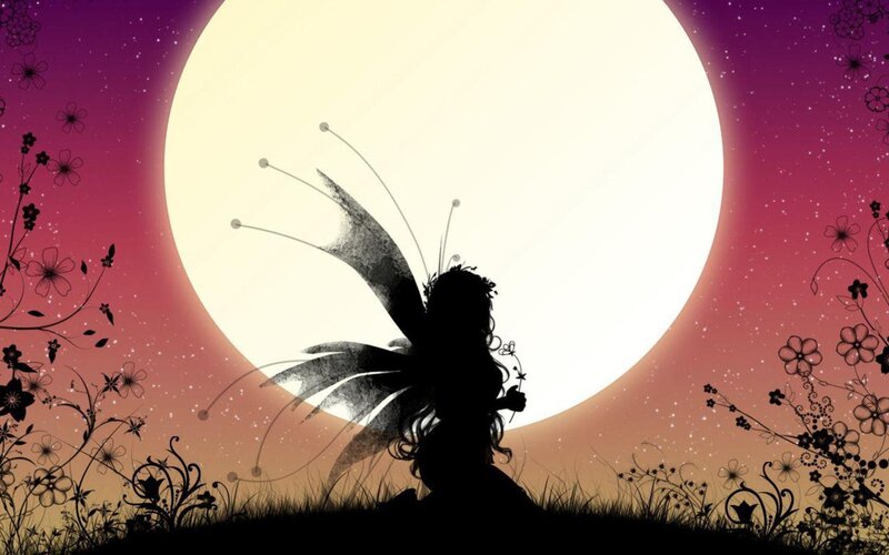 Silhouette of a Fairy — Purple, Serene, Night