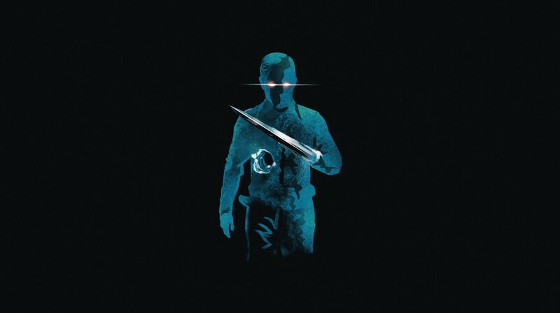 Silhouette of a Figure — Black, Dark, Night, Digital Art, Sword