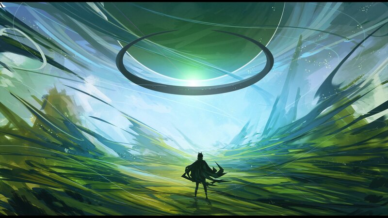 Silhouette of a Figure — Green, Dramatic