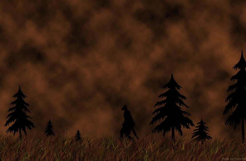 Silhouette of a figure in a forest