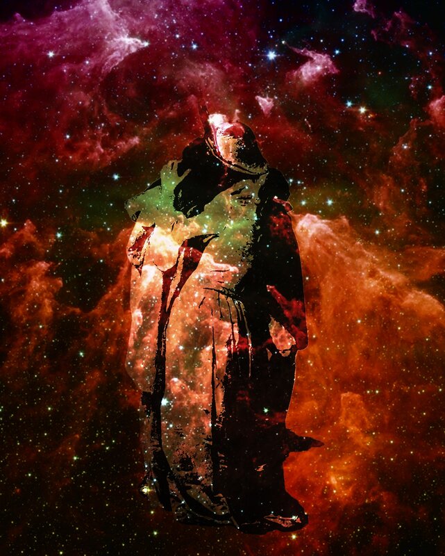 silhouette of a figure in space