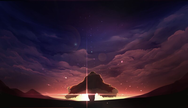 Silhouette of a Figure — Purple, Dramatic