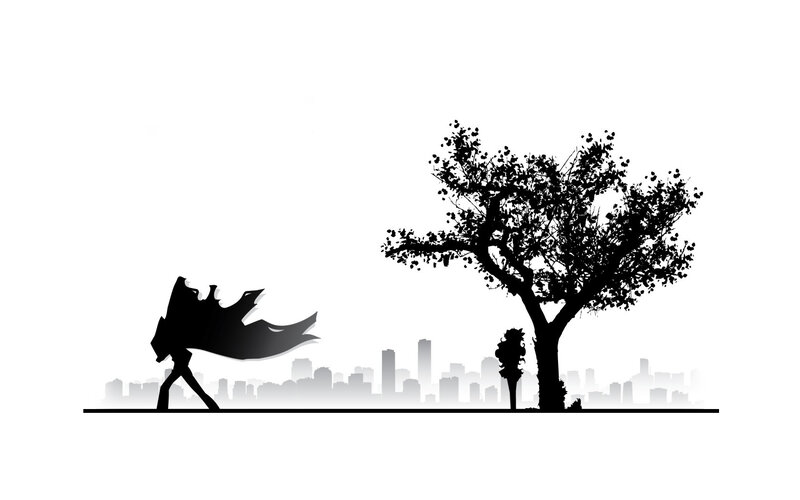 Silhouette of a figure walking