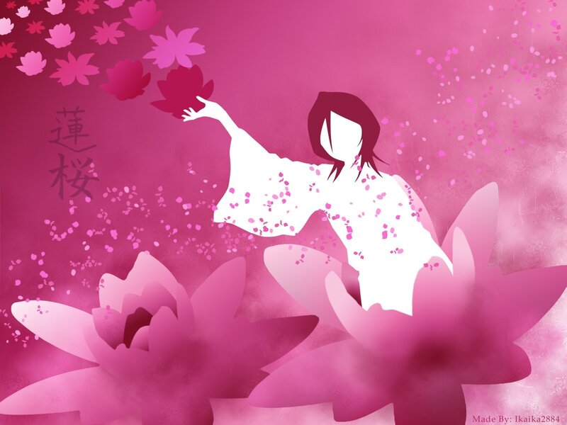 Silhouette of a figure with cherry blossoms