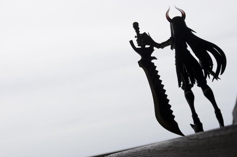 Silhouette of a Figure with Horns