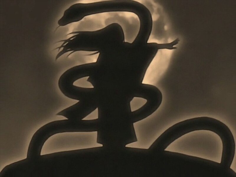 silhouette of a figure with serpentine form