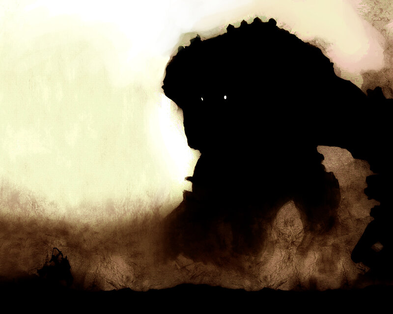 Silhouette of a giant monster